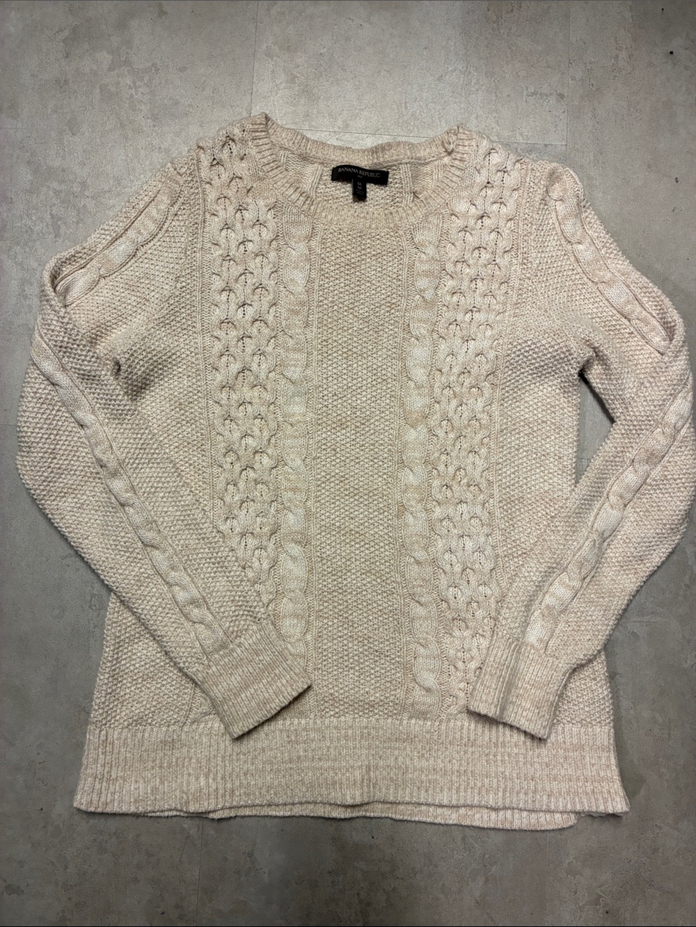 Banana Republic Cream Cable-Knit Crewneck Sweater
